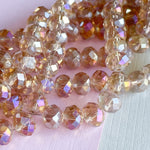 8mm Champagne AB Finish Faceted Chinese Crystal Rondelle Strand