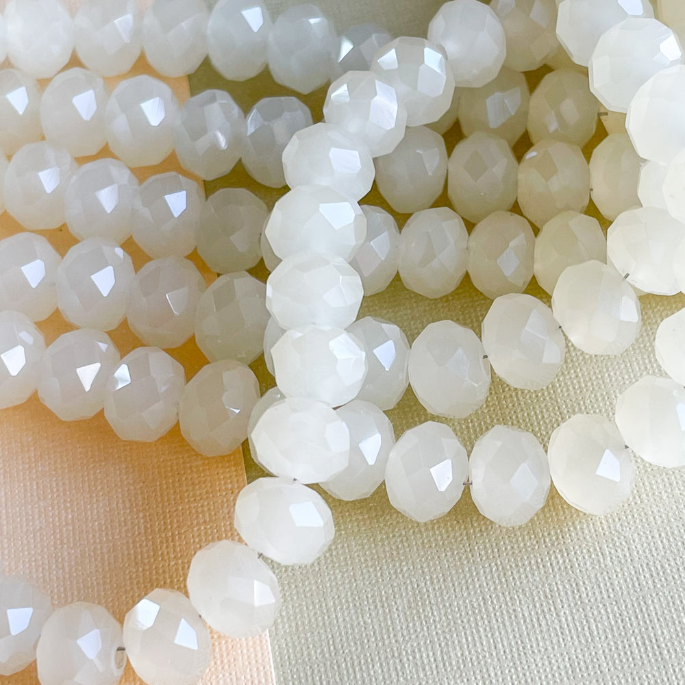 8mm Opalite Faceted Chinese Crystal Rondelle Strand