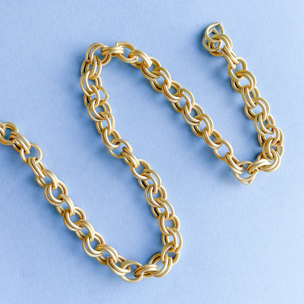 10mm Textured Matte Gold Double Linked Cable Chain