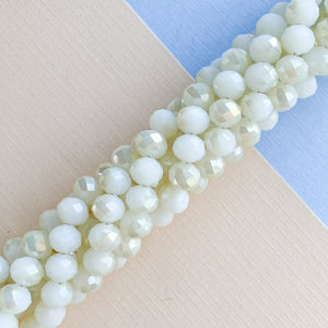 10mm Two-Tone Arctic White Faceted Chinese Crystal Rondelle Strand