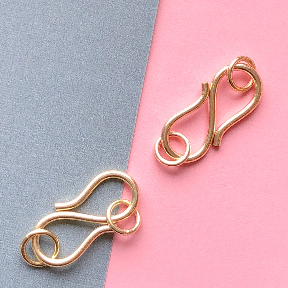 25mm Gold "S" Hook Clasp with Rings - 2 Pack