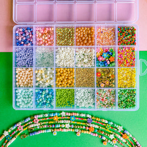 Seed bead mix in box, 4mm size #6, 15 different colors, ca. 5850 beads, 1 pc