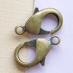 27mm Antique Brass Lobster Claw Clasp - 2 Pack