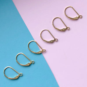 Gold Fill Leverback Earring Wire - 6 Pack - Christine White Style