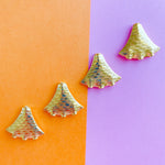 27mm Shiny Gold Textured Bead Cone Connecter 4-Pack