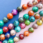 8mm Multicolor Jewel Tone Spotted Jade Rounds Strand