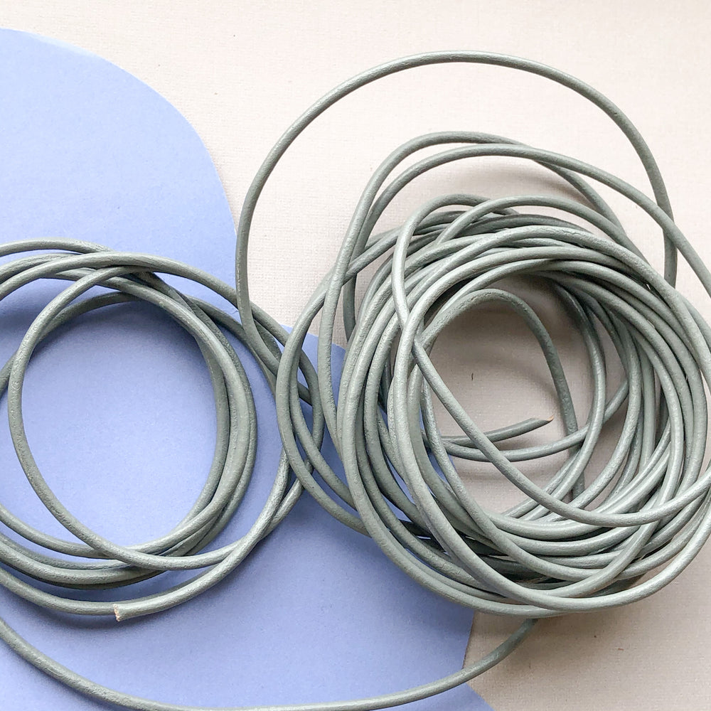 2mm Gray Round Leather Cord - 15'