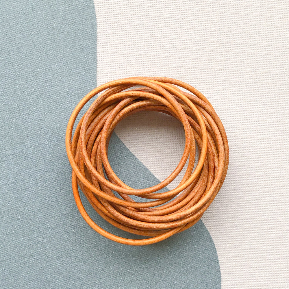 1.5mm Tan Round Leather Cord - 6'