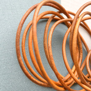 1.5mm Tan Round Leather Cord - 6'