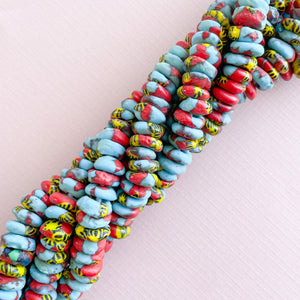 11mm Primary Blitz Recycled Sandcast African Glass Rondelle Strand