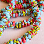 11mm Primary Blitz Recycled Sandcast African Glass Rondelle Strand