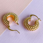 20mm Dotted Gold Hoop Pair