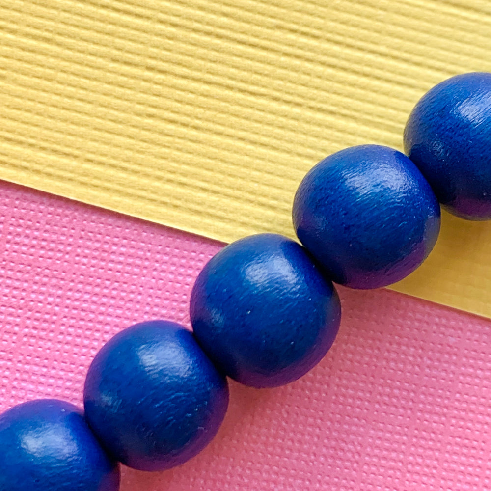 8mm Royal Blue Wood Rounds Strand
