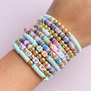 Bead Bracelet Making Kit, Bead Friendship Bracelets Kit with Beads Letter  Beads Charm Beads and Elastic String 