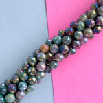 8mm Faceted Electroplated Ocean Jasper Rounds Strand