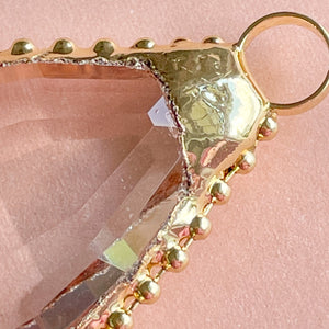 33mm Teardrop Crystal Beaded Bezel Pendant