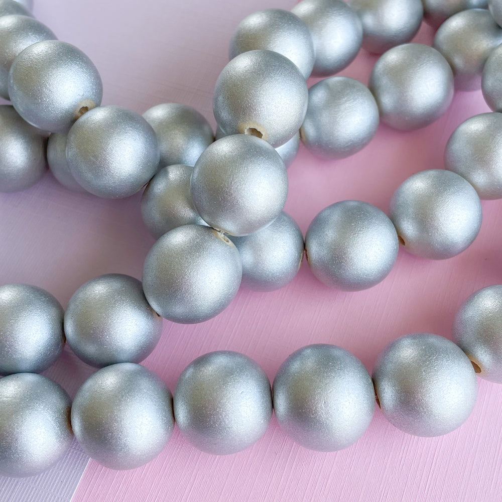 20mm Silver Wood Rounds Strand - Beads, Inc.
