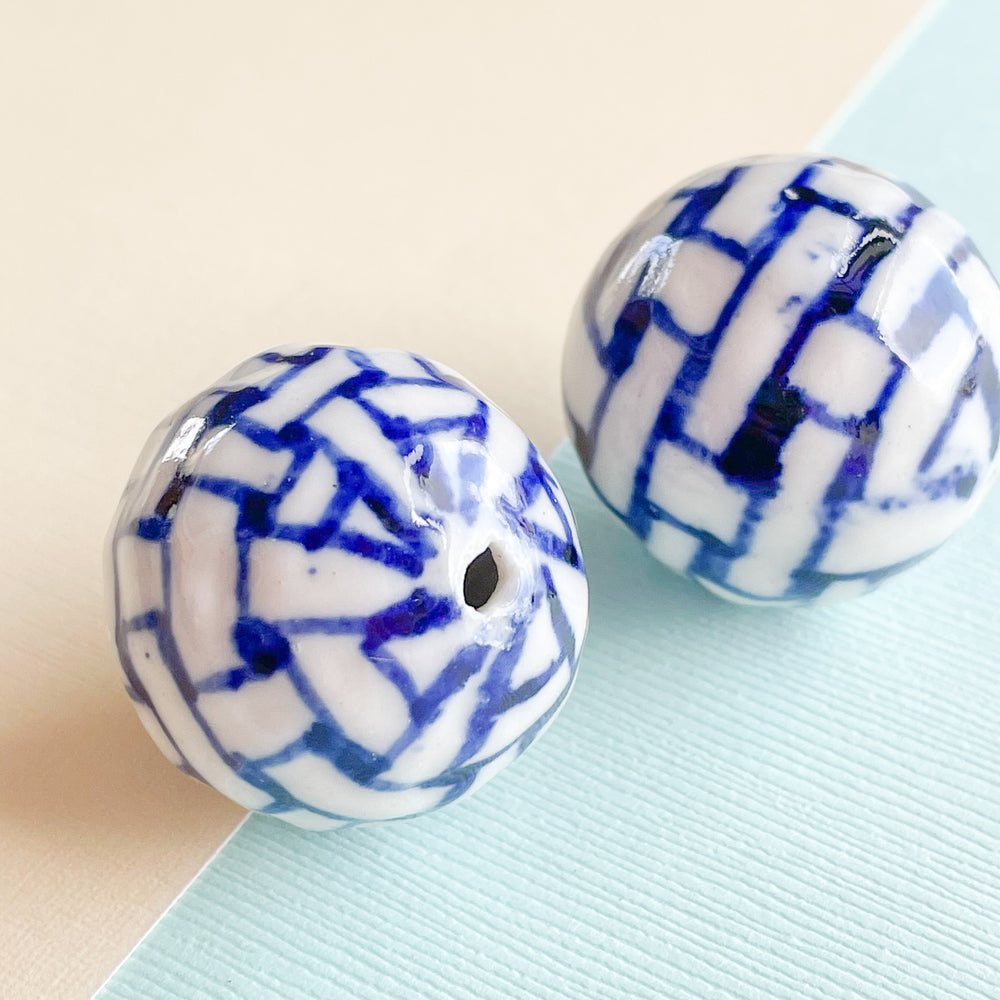 28mm Woven Hand-Painted Chinoiserie Rounds - 2 Pack