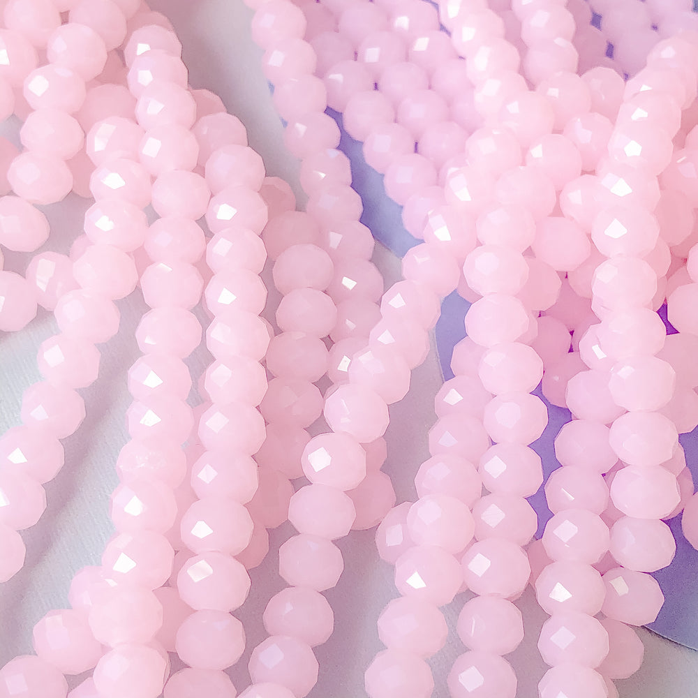8mm Pink Lemonade Faceted Chinese Crystal Rondelle Strand