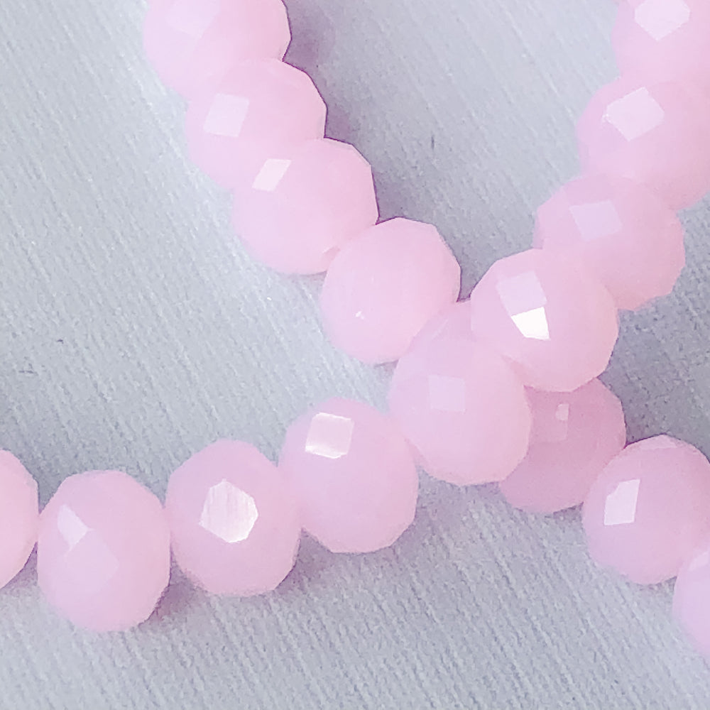 8mm Pink Lemonade Faceted Chinese Crystal Rondelle Strand