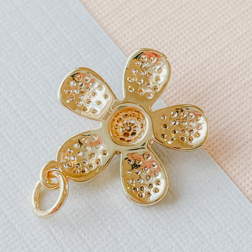 17mm Pave Gold Daisy Charm