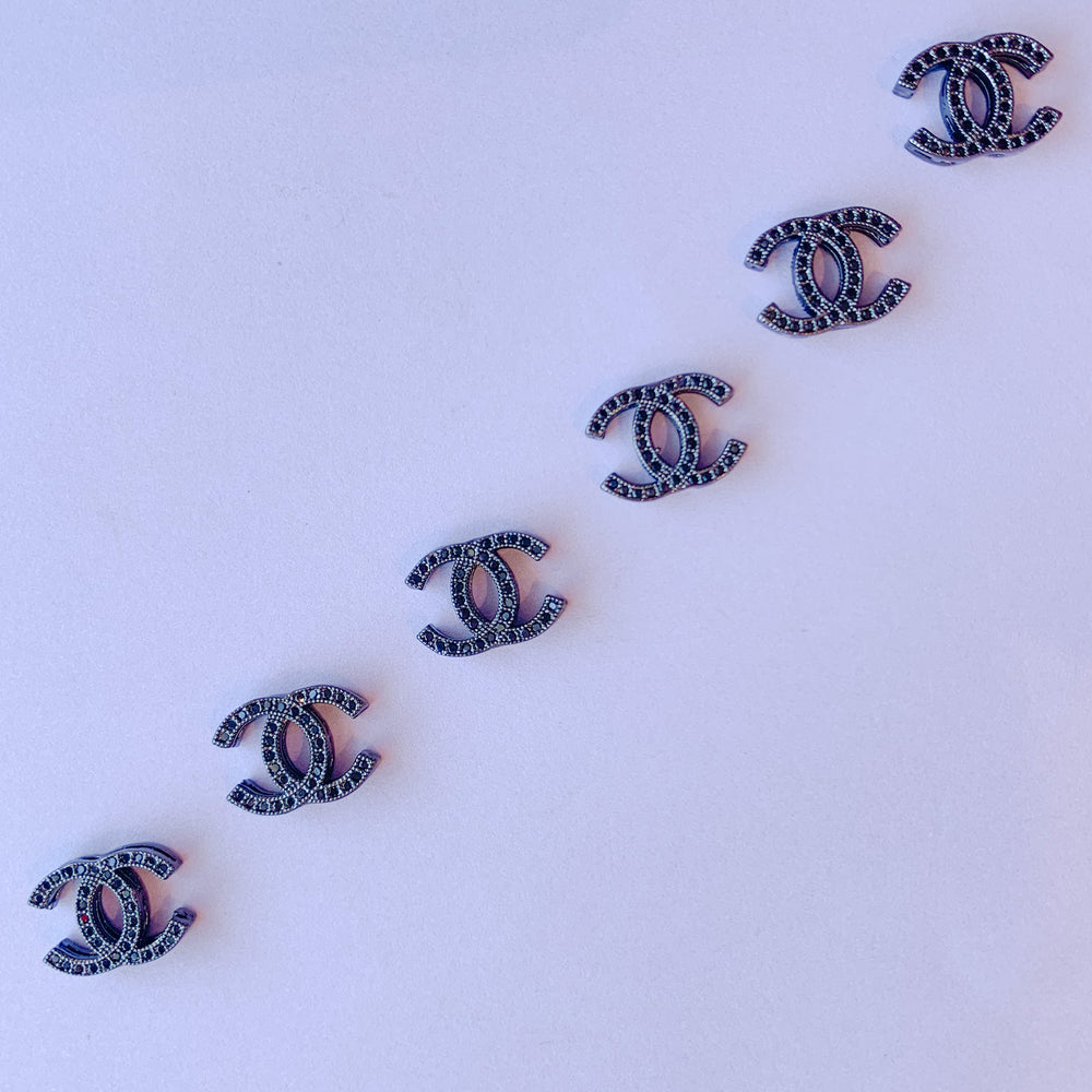 12mm Black Pave Interlocking C Bead