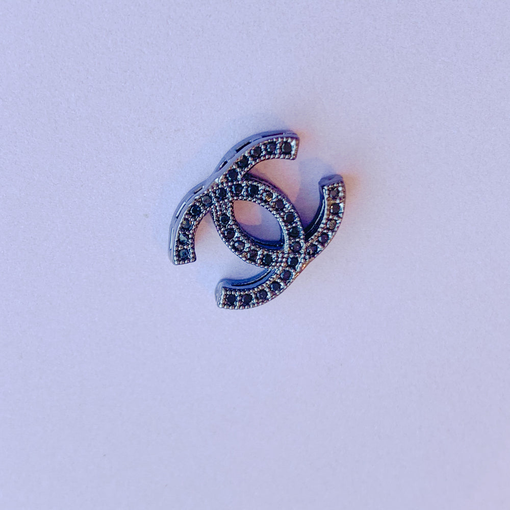 12mm Black Pave Interlocking C Bead