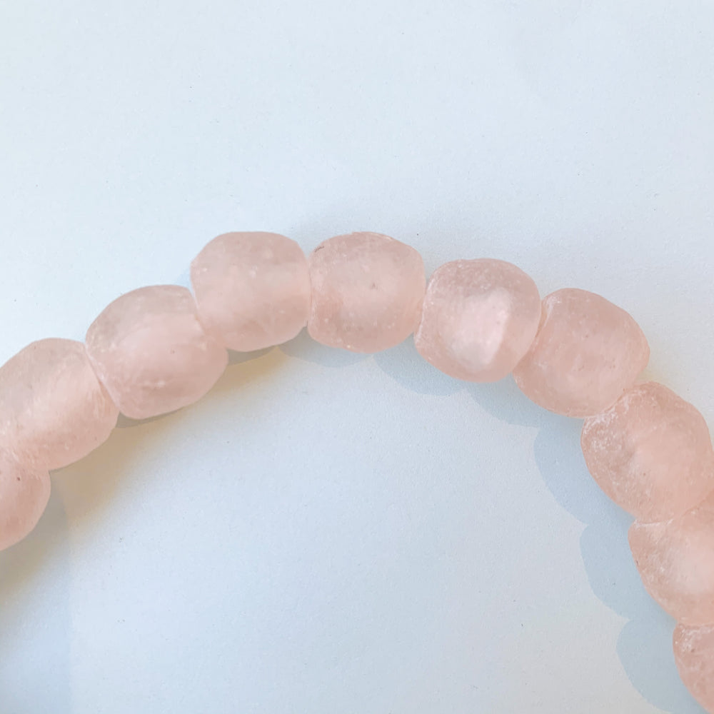 15mm Light Rose Recycled African Glass Strand
