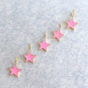15mm Pink Enamel Gold Star Pendant