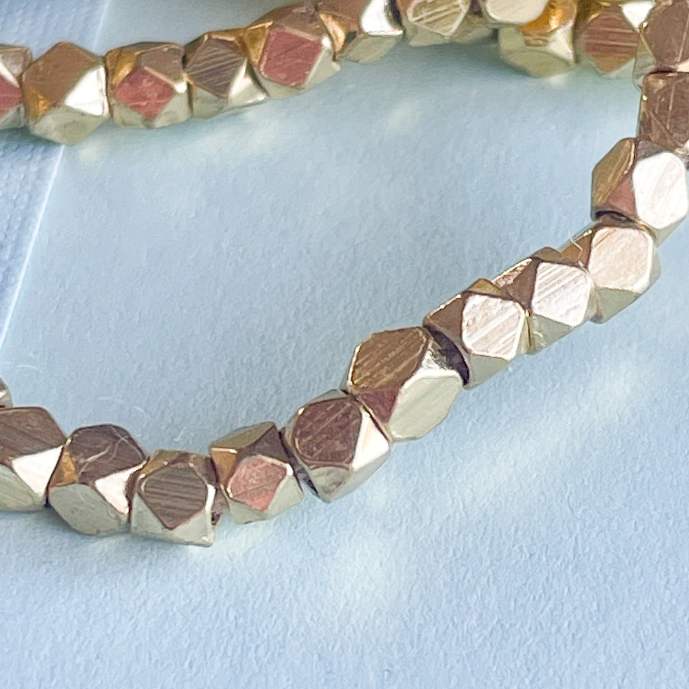 3mm Gold Faceted Brass Nugget Strand