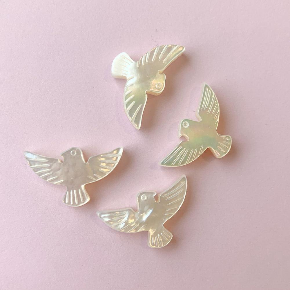 20mm Mother of Pearl Dove Bead - Pack of 2 - Christine White Style