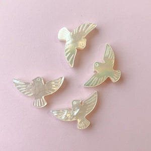 20mm Mother of Pearl Dove Bead - Pack of 2 - Christine White Style