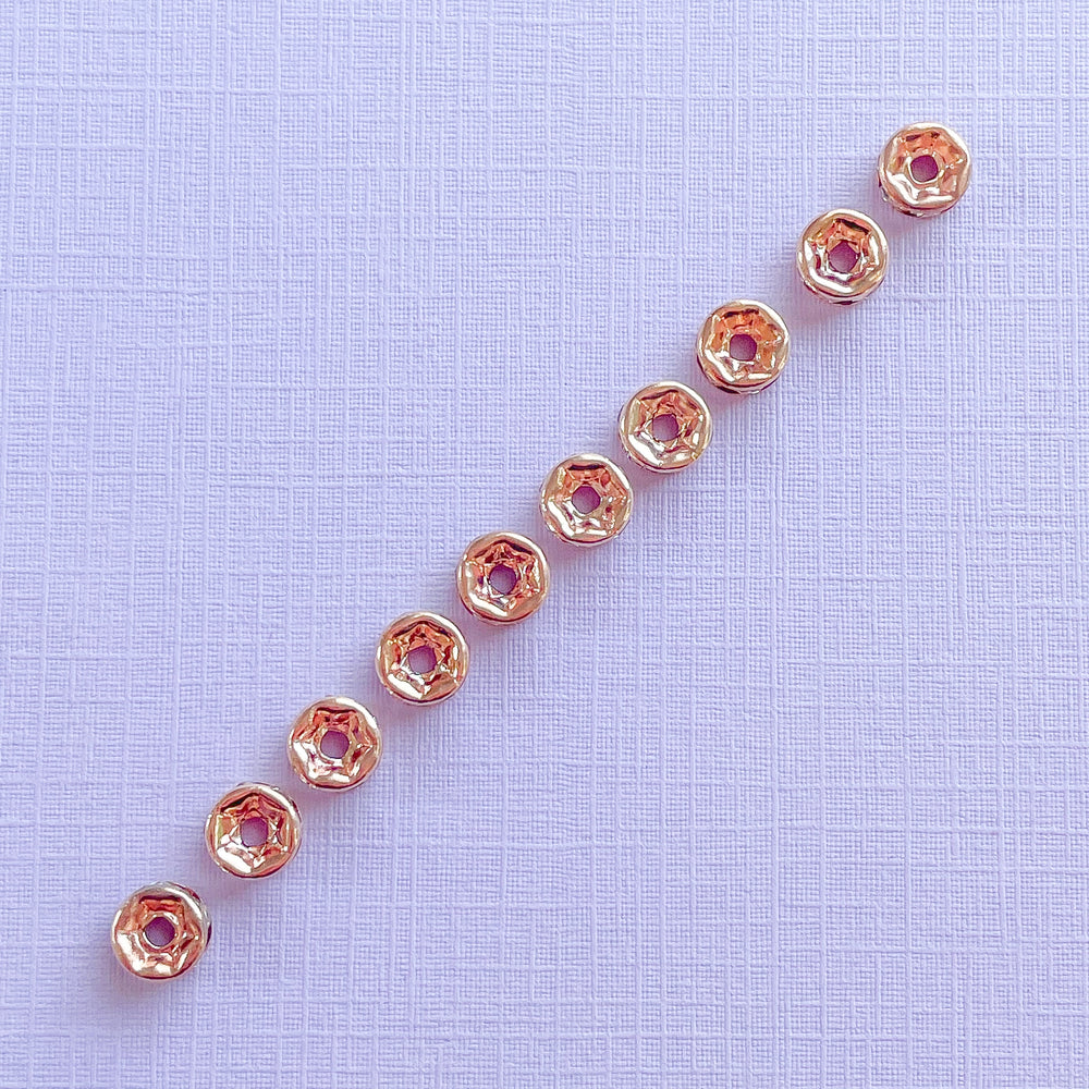 6mm Czech Crystal Rose Gold Rondelle - 10 Pack - Christine White Style