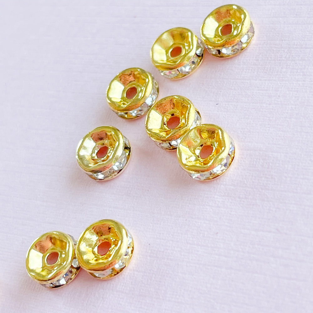 Gold Czech Crystal Rondelle - Pack of 10 - Christine White Style