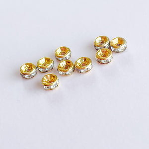
                
                    Load image into Gallery viewer, 4mm Czech Crystal Gold Rondelle - 10 Pack
                
            