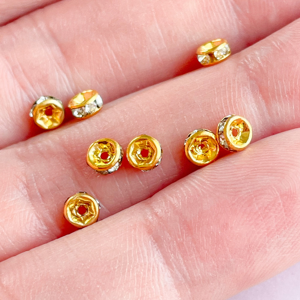 4mm Czech Crystal Gold Rondelle - 10 Pack