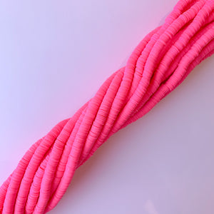 8mm Electric Pink Polymer Clay Heishi Strand