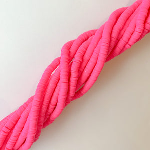 6mm Electric Pink Polymer Clay Heishi Strand