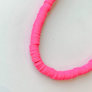 6mm Electric Pink Polymer Clay Heishi Strand