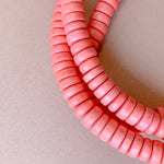 8mm Coral Wood Rondelle Strand - Christine White Style