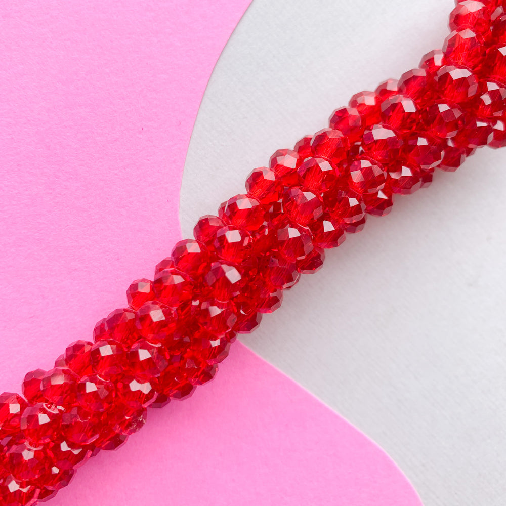 6mm Translucent Maraschino Faceted Chinese Crystal Strand