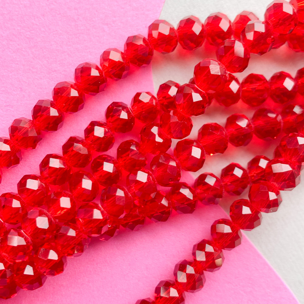
                
                    Load image into Gallery viewer, 6mm Translucent Maraschino Faceted Chinese Crystal Strand
                
            