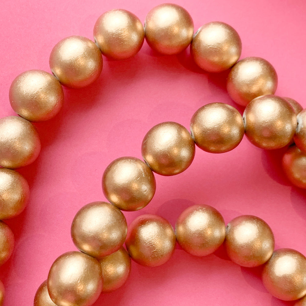 16mm Gold Wood Rounds Strand - Christine White Style