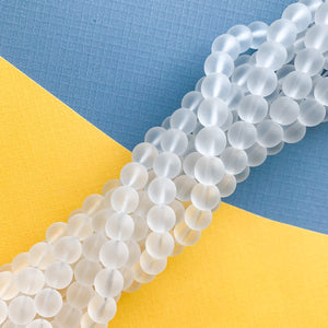 8mm Smooth Frosted Glass Rounds Strand - Beads, Inc.