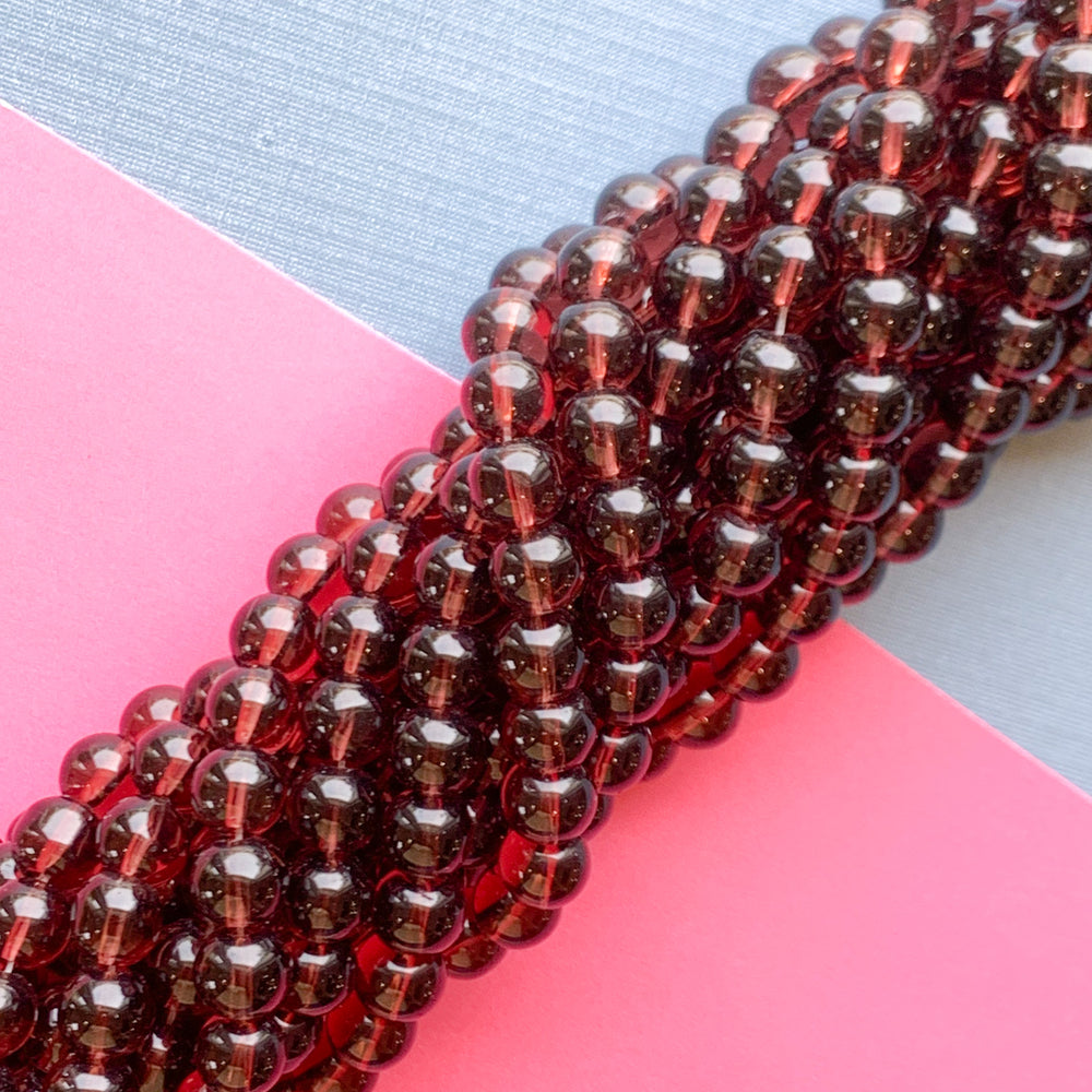 8mm Merlot Glass Round Strand