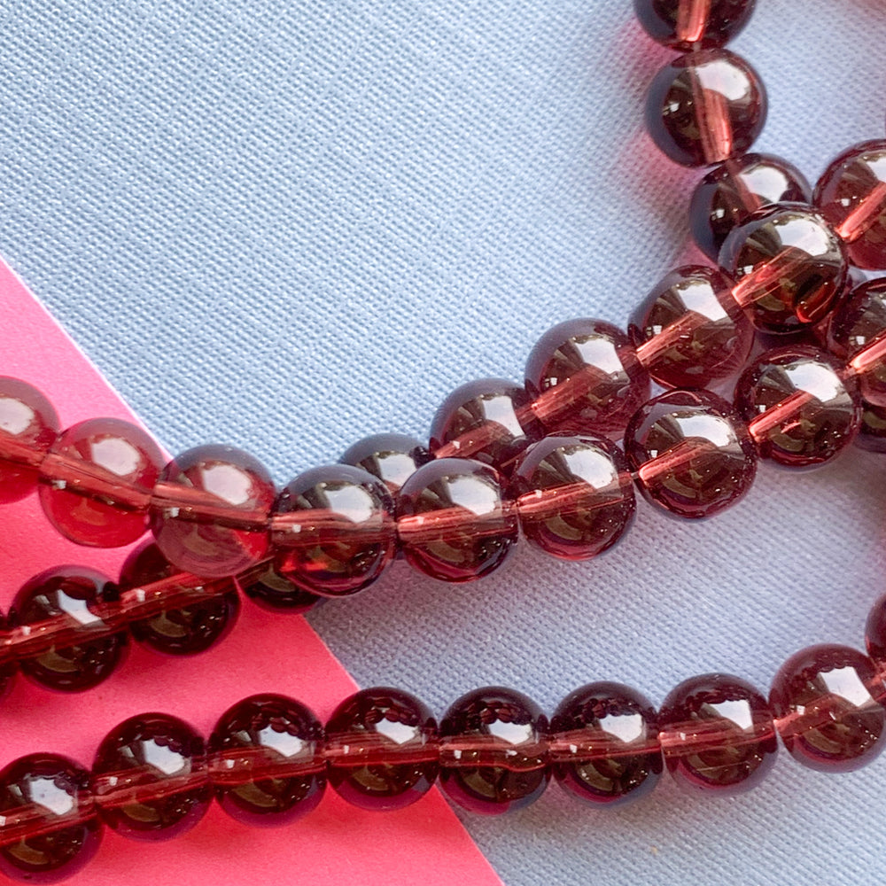 8mm Merlot Glass Round Strand