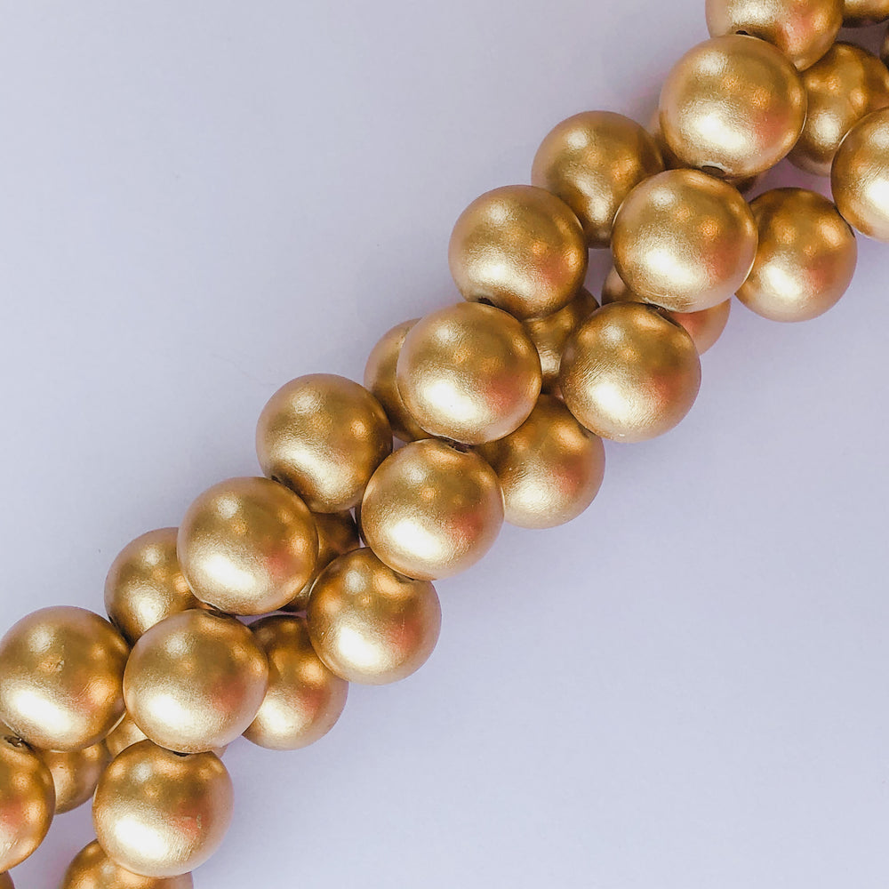 20mm Gold Wood Rounds Strand - Christine White Style