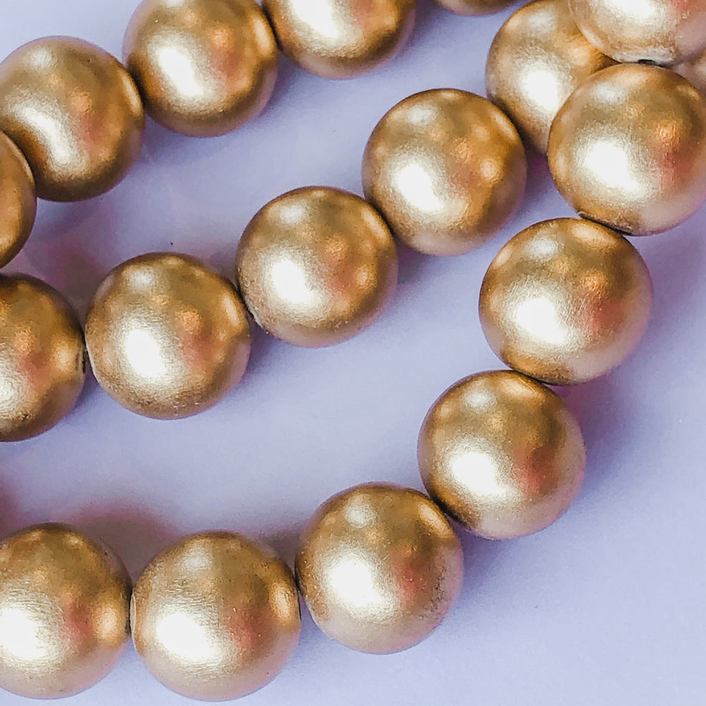20mm Gold Wood Rounds Strand - Christine White Style