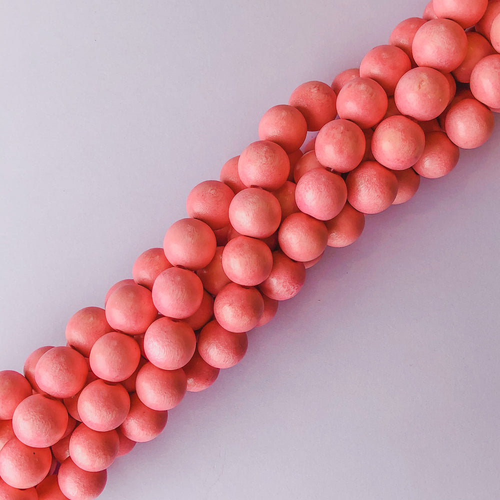 12mm Pink Wood Rounds Strand