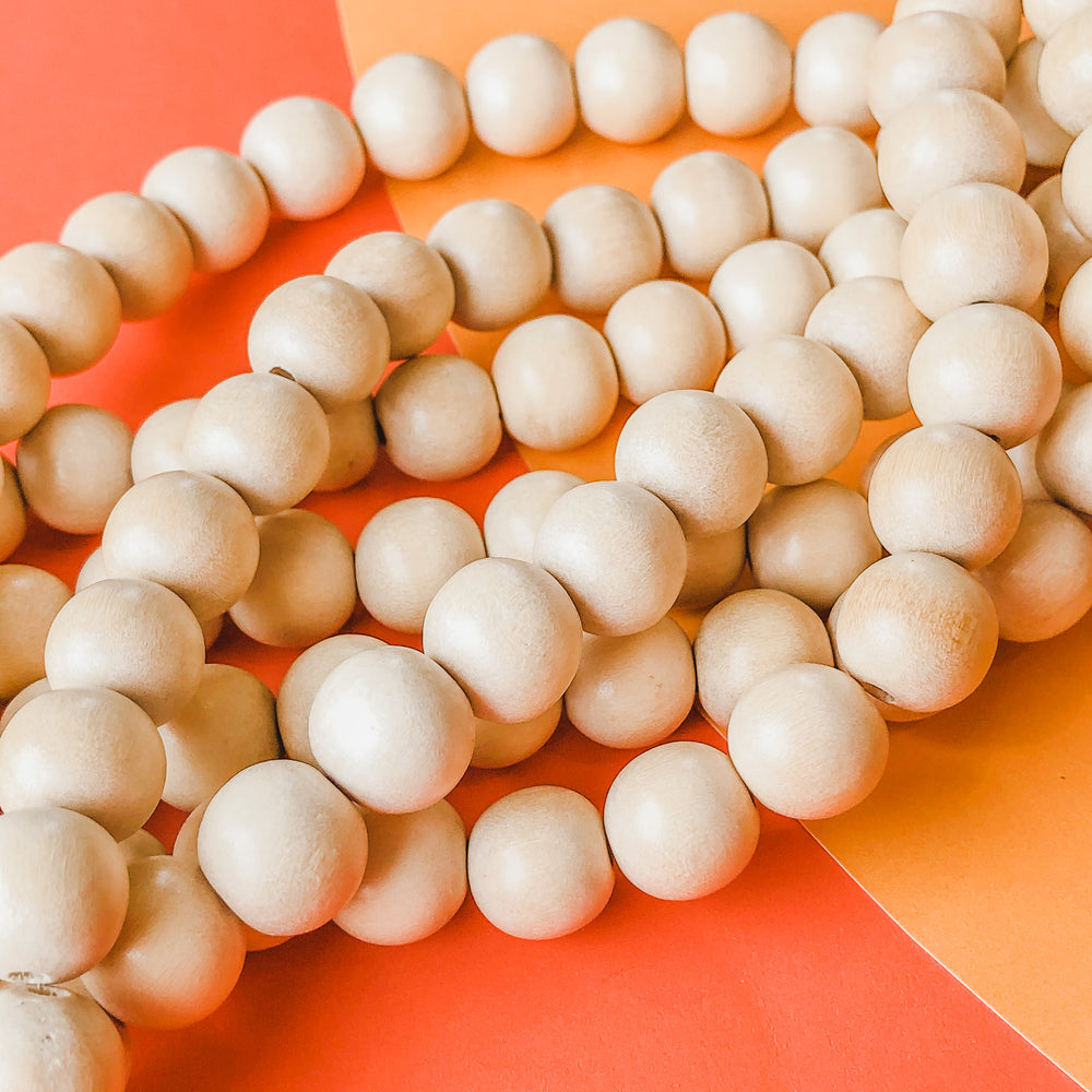 
                
                    Load image into Gallery viewer, 12mm Beige Wood Rounds Strand - Christine White Style
                
            